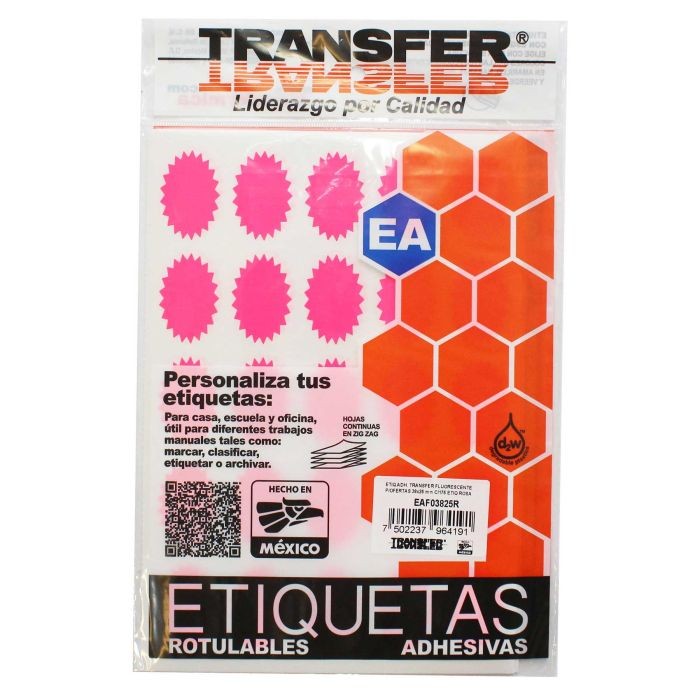 ETIQUETA ADH. FLUOR.TRANS POFERTA 38X25 ROSA PAQ.C7H E.100