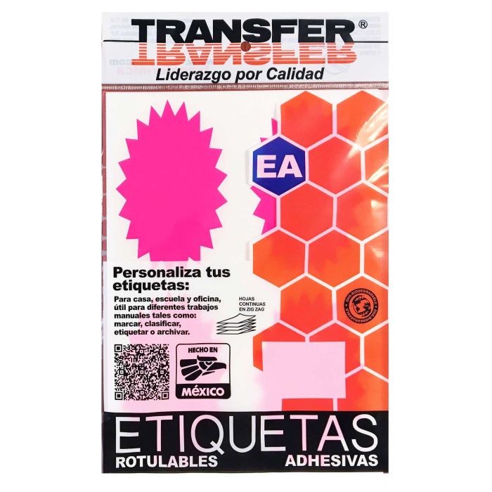 ETIQUETA ADH. FLUOR.TRANS POFERTA 64X102 ROSA PAQ.C7H E100