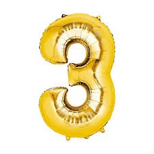 GLOBO NUMERO 3 DORADO 3G 40 C.12