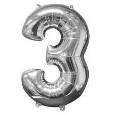 GLOBO NUMERO 3 PLATEADO 3S 40 C.12