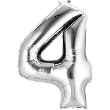 GLOBO NUMERO 4 PLATEADO 4S 40 C.12
