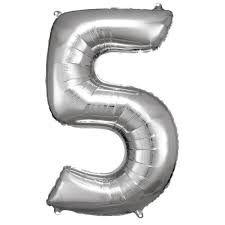 GLOBO NUMERO 5 PLATEADO 5S 40 C.12