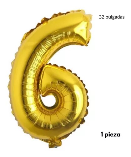 GLOBO NUMERO 6 DORADO 6G 40 C.12
