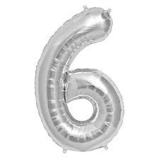 GLOBO NUMERO 6 PLATEADO 6S 40 C.12