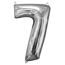 GLOBO NUMERO 7 PLATEADO 7S 40 C.12