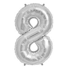 GLOBO NUMERO 8 PLATEADO 8S 40 C.12