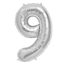 GLOBO NUMERO 9 PLATEADO 9S 40 C.12