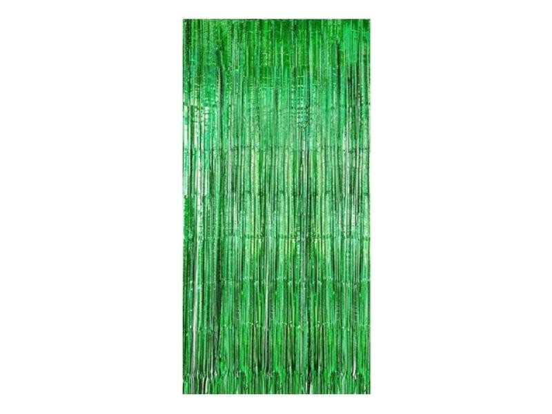 CORTINA FIESTA LARGA HOLOGRAMA METALICA VERDE 195X95 E1