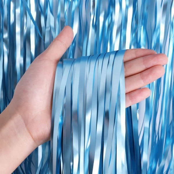 CORTINA FIESTA LARGA METALICA LISA AZUL CIELO 195X95 E1