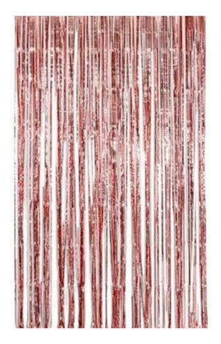 CORTINA FIESTA LARGA METALICA LISA ROSA PALO 195X95 E1