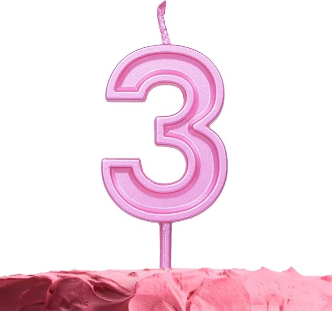 VELA NUMERO 3 PARTY ROSA E12