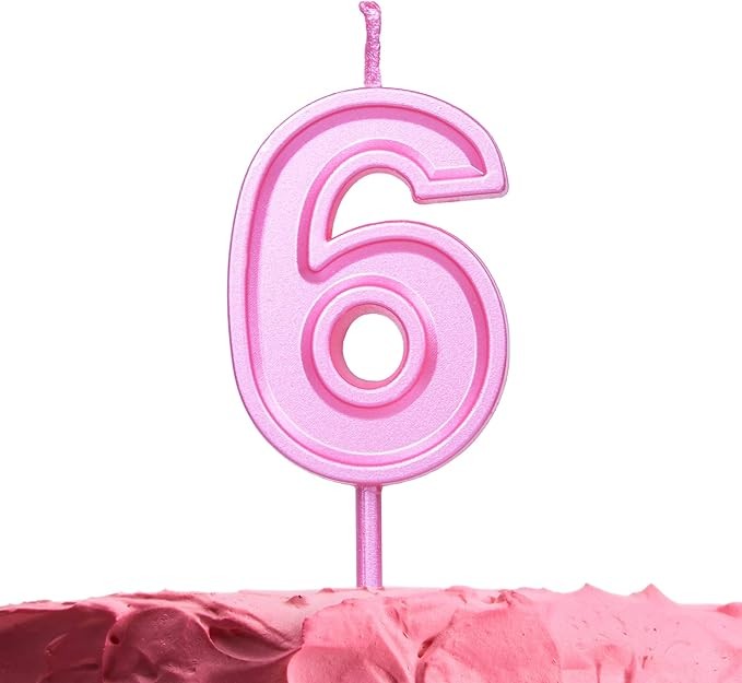 VELA NUMERO 6 PARTY ROSA E12
