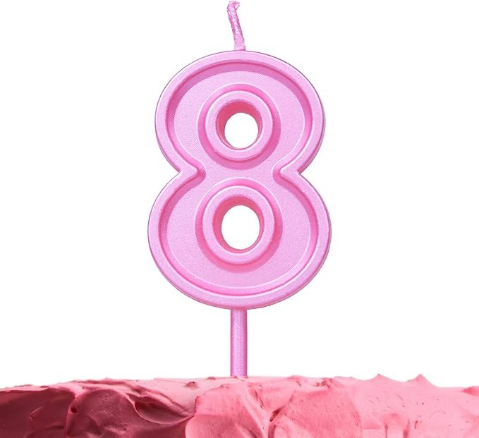VELA NUMERO 8 PARTY ROSA E12
