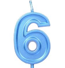 VELA NUMERO 6 PARTY AZUL E12
