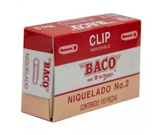 CLIPS NIQUELADO 2 BACO CAJA C100 E.10 C.100