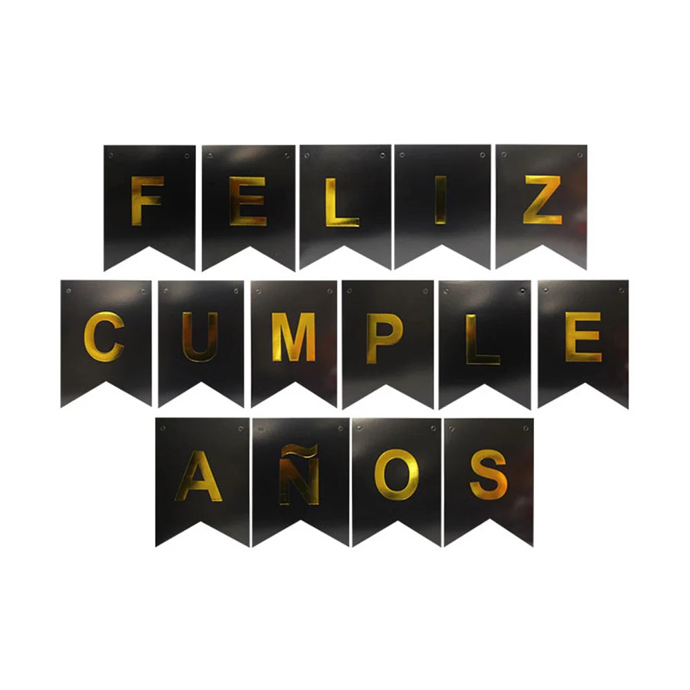LETRERO CARTON FELIZ CUMPLEAÑOS NEGRO E.12