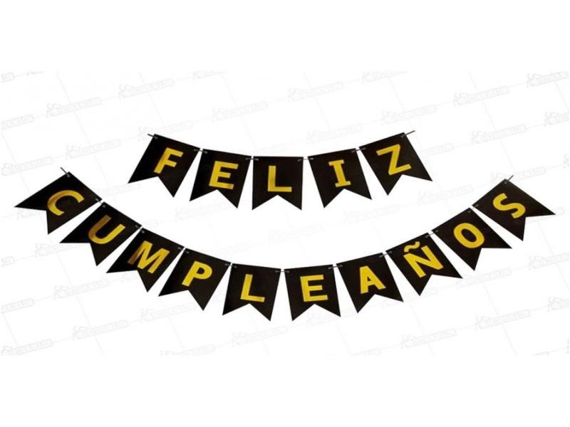 LETRERO CARTON FELIZ CUMPLEAÑOS NEGRO E.12