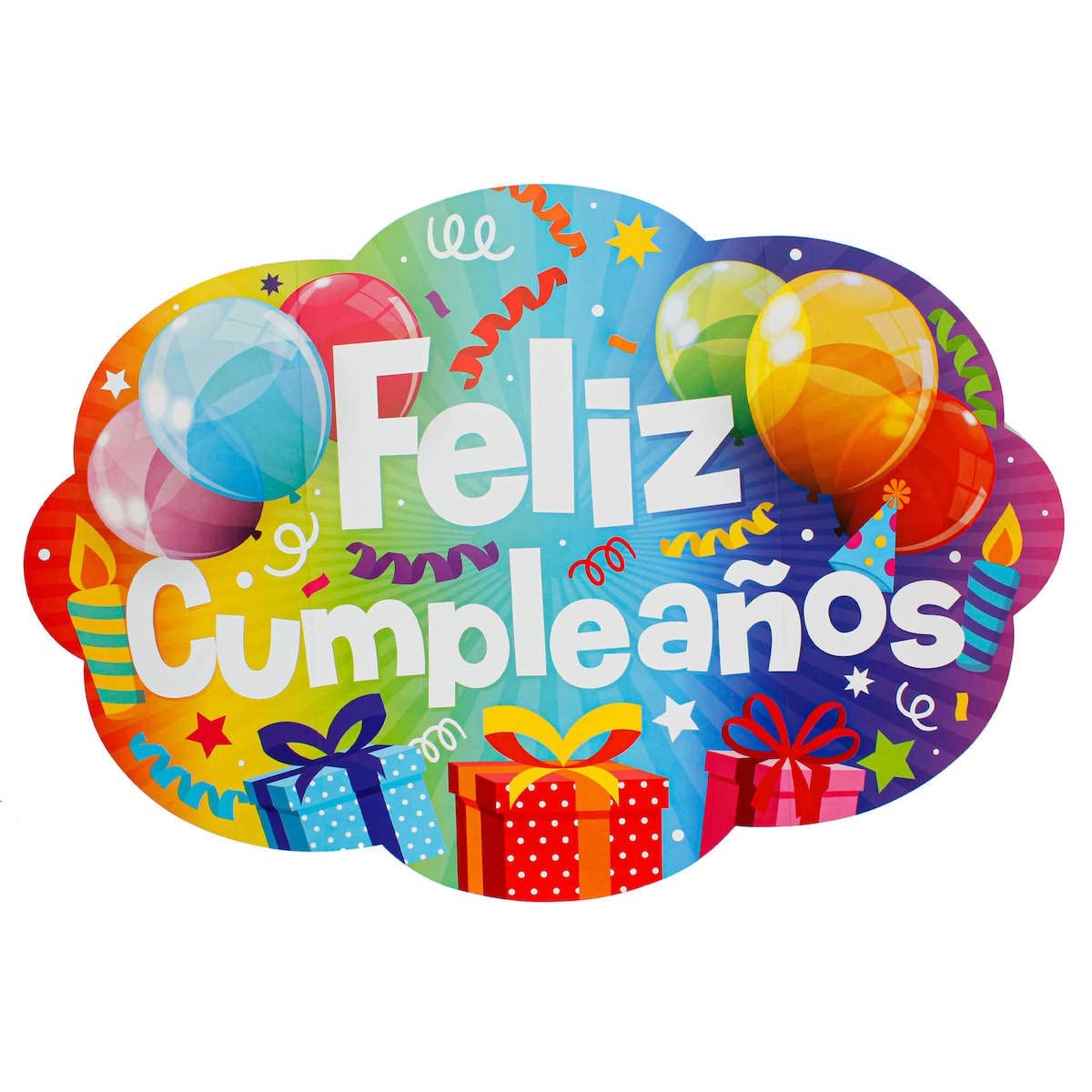 LETRERO CARTON FELIZ CUMPLEAÑOS MULTICOLOR E.12
