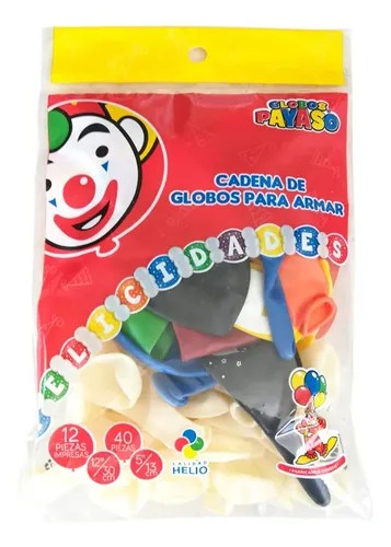 GLOBOS PAYASO CADENA FELICIDADES BOL. C52 PZ. C.10