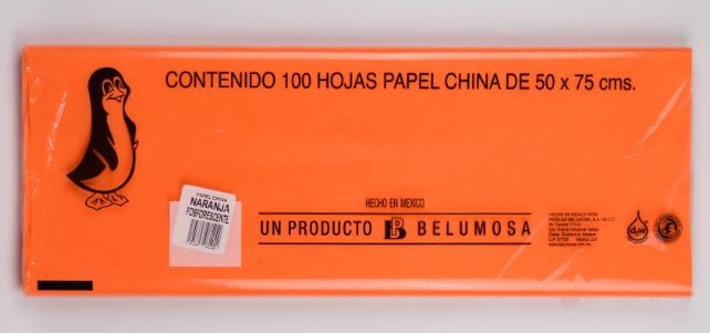 PAPEL CHINA 50X75 CM. NARANJA FLOUR. E.100 C.1000