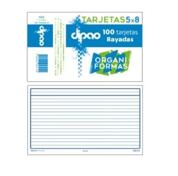 TARJETAS RAYADA DIPAO 5X8 PAQUETE C100 C.30