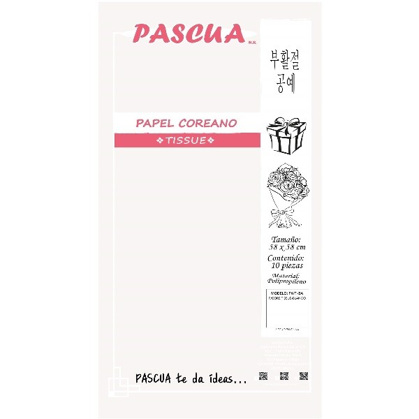 PAPEL COREANO BLANCO TISSUE 58X58 PASCUA E10
