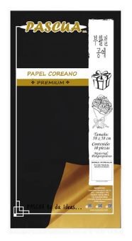 PAPEL COREANO NEGRO OORO MATE 58X58 PASCUA E10
