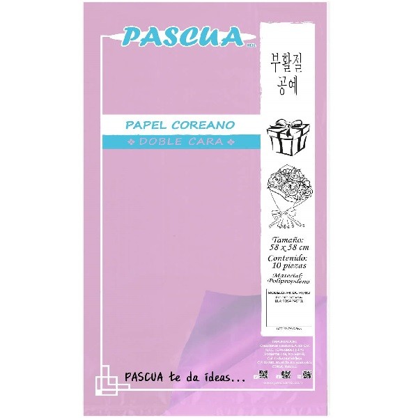PAPEL COREANO LILARSA PASTEL DOBLE C. 58X58 PASCUA E10