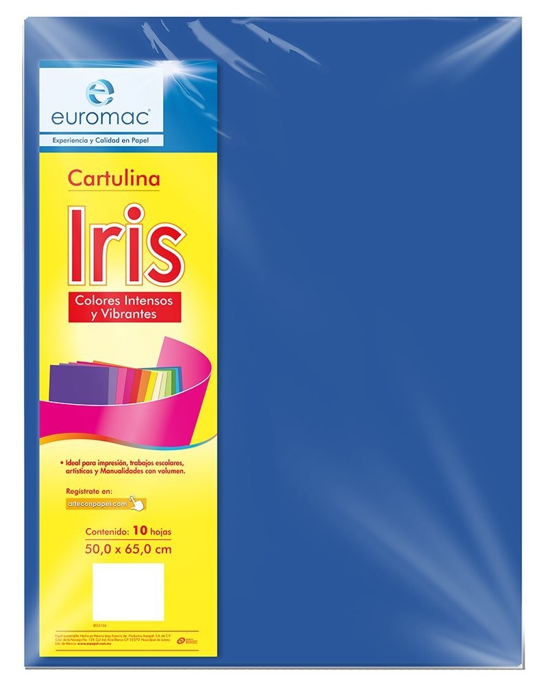CARTULINA IRIS 2C 50X65CM 180G. AZUL REY 100500