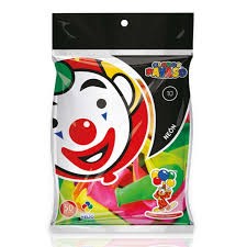 GLOBOS PAYASO NEON 10 BOLSA C50 C.90