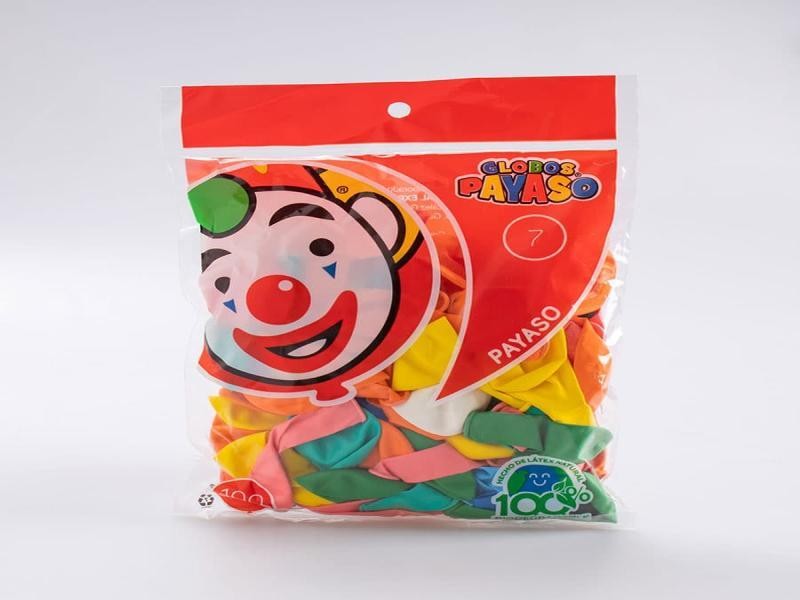 GLOBOS PAYASO 7 BOLSA C100 VCOLORES C.50