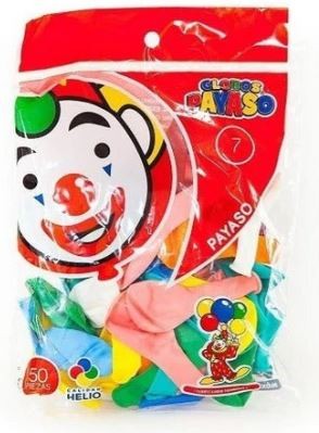 GLOBOS PAYASO 7 BOLSA C50 VCOLORES C100