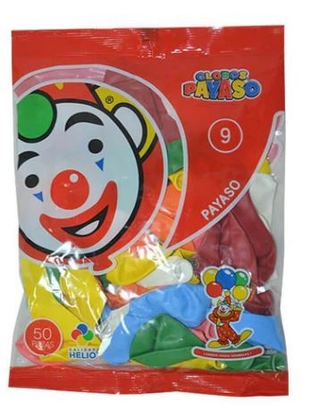 GLOBOS PAYASO 9 BOLSA C50 VCOLORES C100