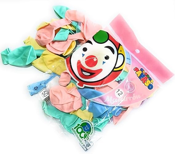 GLOBOS MACARRON PASTEL 12 COL. SURT. BOLSA C50 C.60