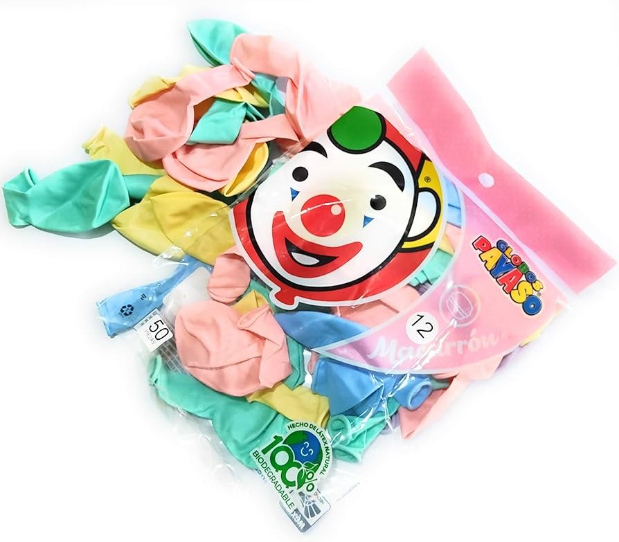 GLOBOS MACARRON PASTEL 12 COL. SURT. BOLSA C50 C.60