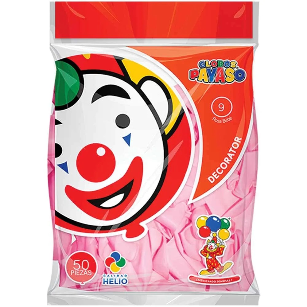 GLOBOS DECORATOR 9 BOL.C50 ROSA BEBE C100