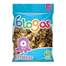 GLOBOS METALLICBLOGOS 9 BOL.C50 DORADO C.100