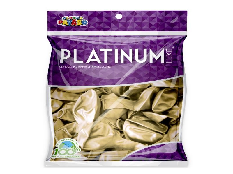 GLOBOS PAYASO PLATINUM 12 BOL.C25 ORO C.40