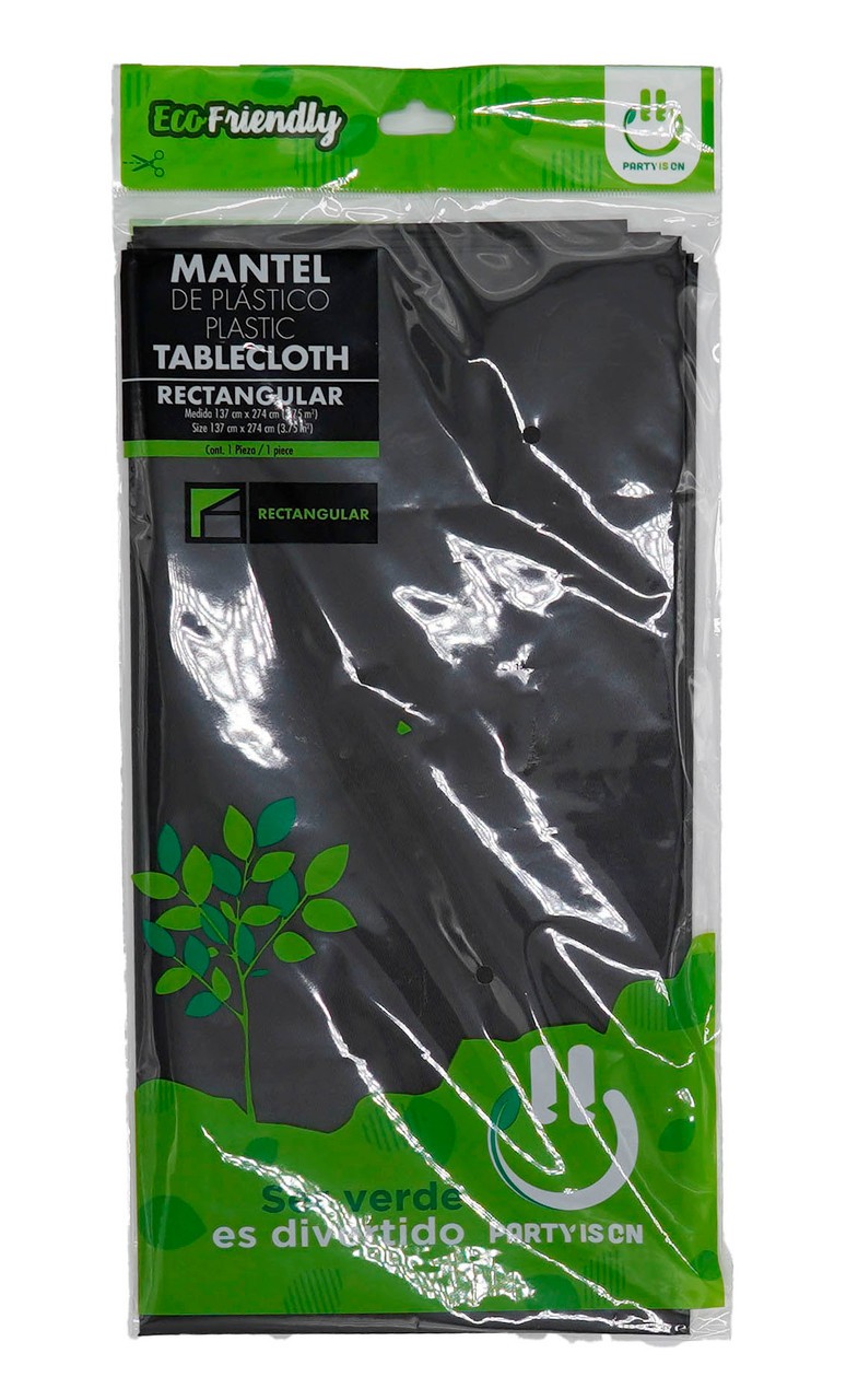 MANTEL PLASTICO RECT. PARTY NEGRO E12 C72