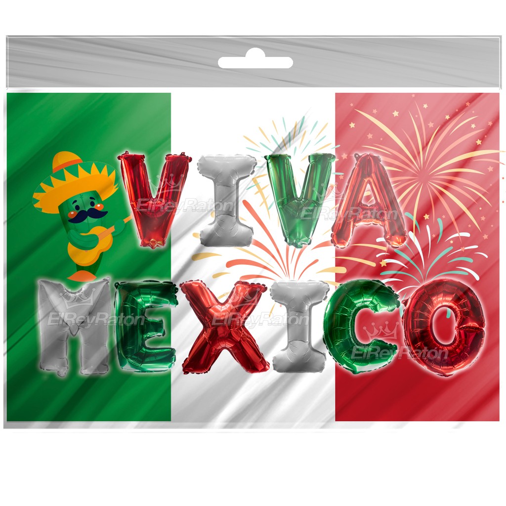 GLOBO METALICO LETRERO VIVA MEXICO VMF E.1 C.12