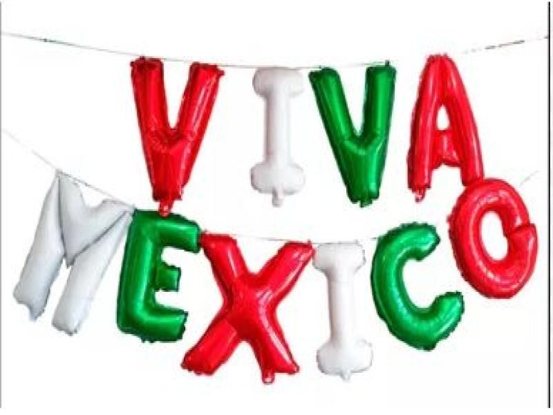 GLOBO METALICO LETRERO VIVA MEXICO VMF E.1 C.12