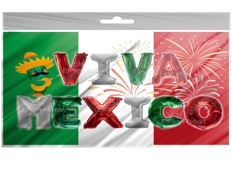 GLOBO METALICO LETRERO VIVA MEXICO VMF E.1 C.12
