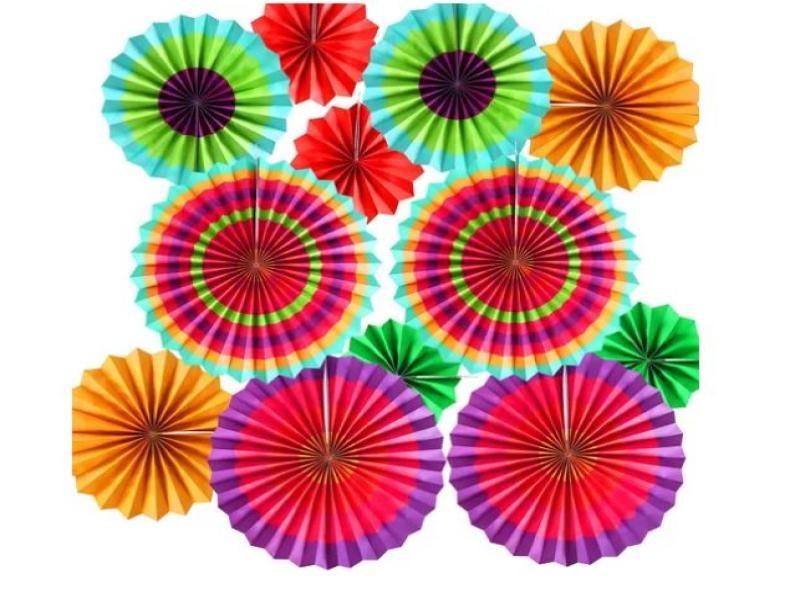 DECORACION ABANICOS FIESTA MEXICANA VMF PAQ. C15PZ