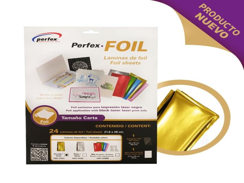 FOIL DORADO 216X280MM PAQ. C24 LAMINAS PERFEX C.30