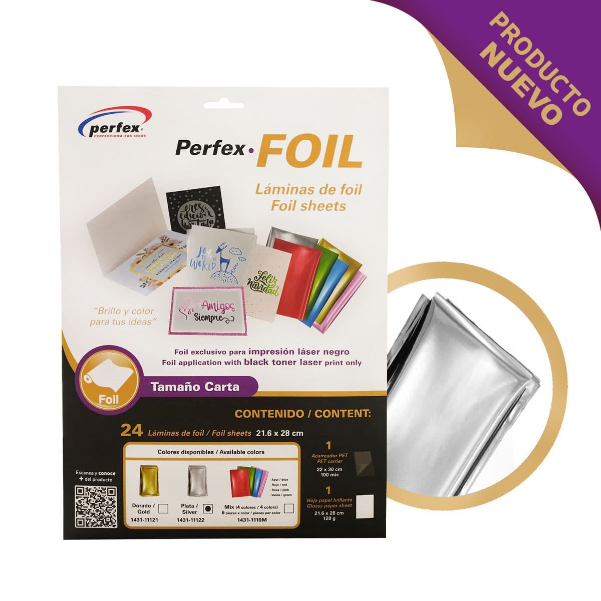 FOIL PLATA 216X280MM PAQ. C24 LAMINAS PERFEX C.30