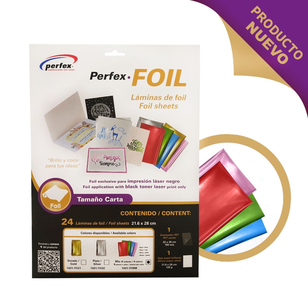 FOIL MULTICOLOR 216X280MM PAQ. C24 LAMINAS PERFEX C.30