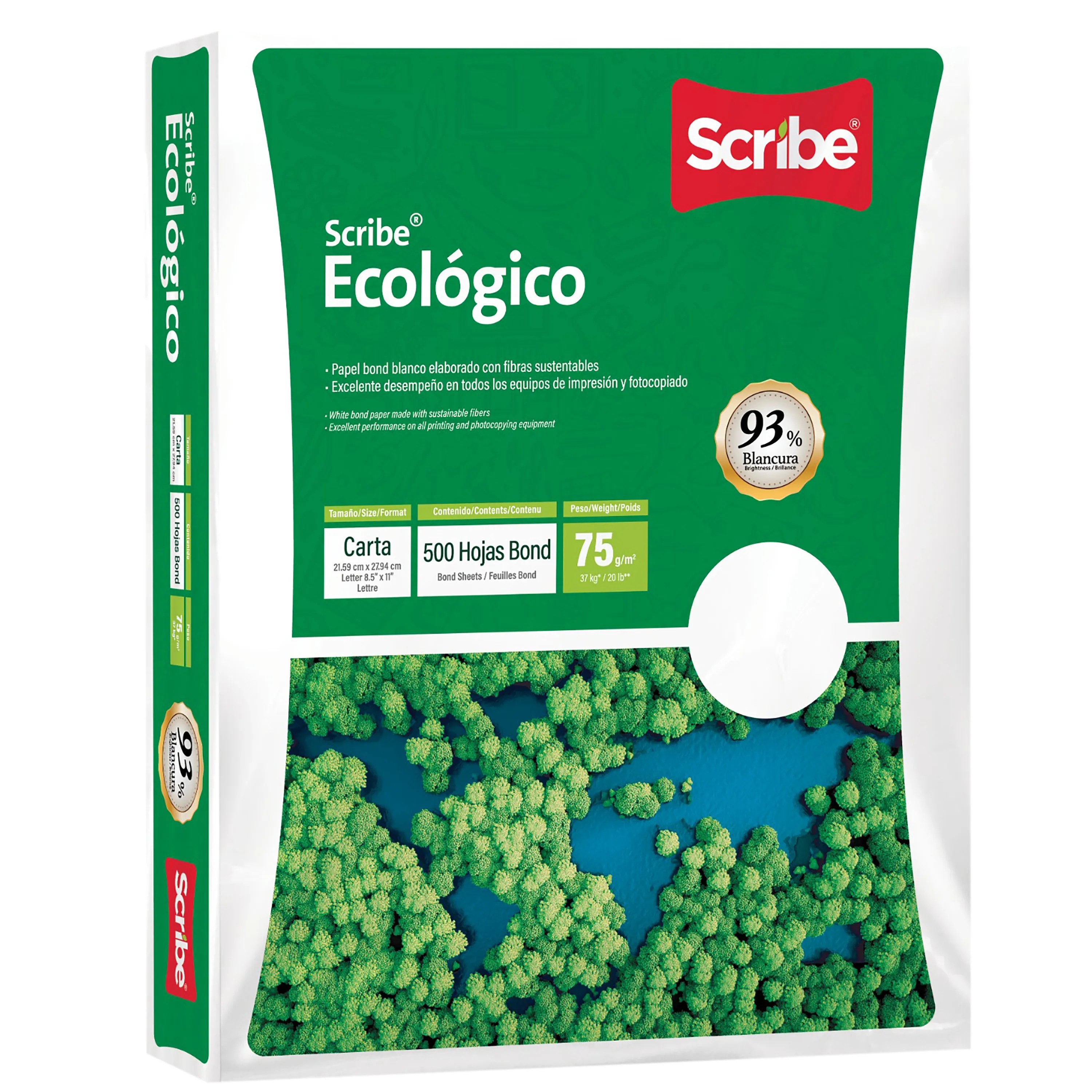 PAPEL BOND BCO. CTA. 93 SCRIBE VERDE 75G. MILL. E.5 C.5