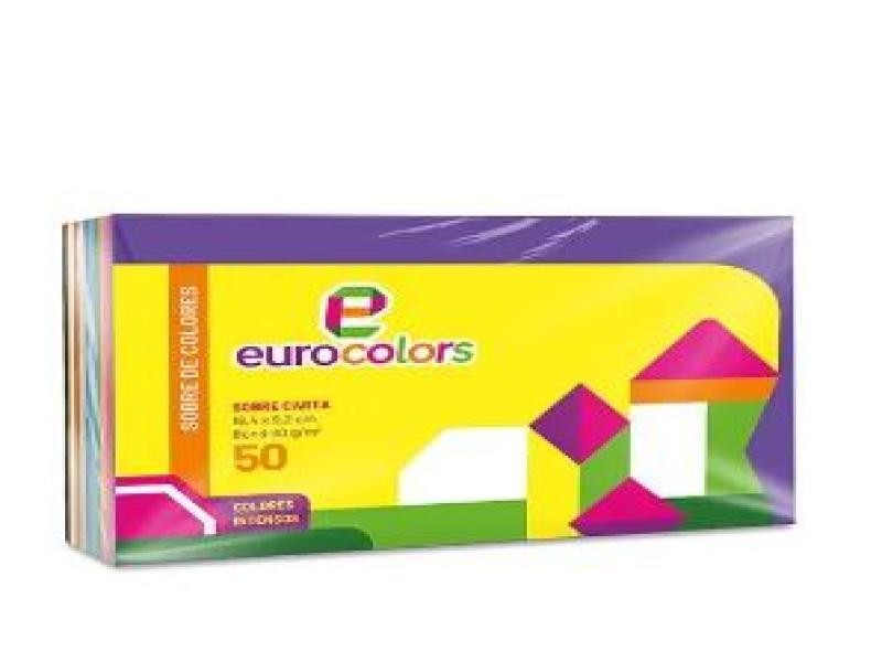 SOBRE BOND COLOR MIX EUROCOLORS CTA 9.2X16.4CM 90G PAQ C50