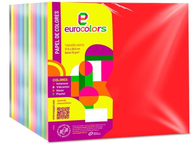 PAPEL BOND CTA. ARCOIRIS EUROCOLOR 75G. PAQ. C1000H. C.3