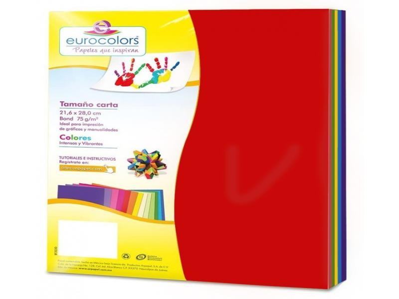 PAPEL BOND PASTEL CTA. MIX EUROCOLOR 75G. PAQ.C100H. C.25